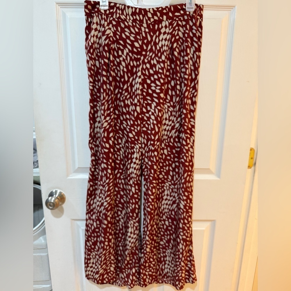Forever 21 Red and White Wide Leg Pant Waist 15